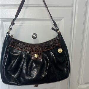 Brahmin Black and Brown Leather Shoulder Bag